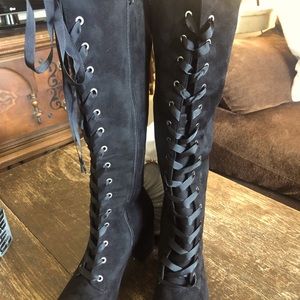 New Diba  Knee high, ribbon laced boots, size 7.5